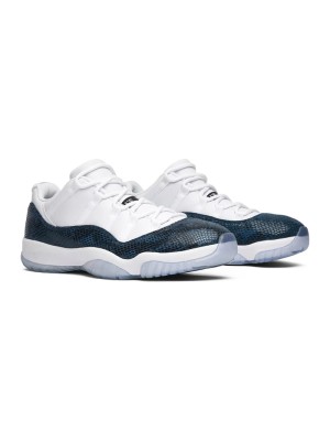 Air Jordan 11 Low "Navy Snakeskin" CD6846-102 - Premium White and Navy Sneaker with Bold Snakeskin Detailing and Icy Sole