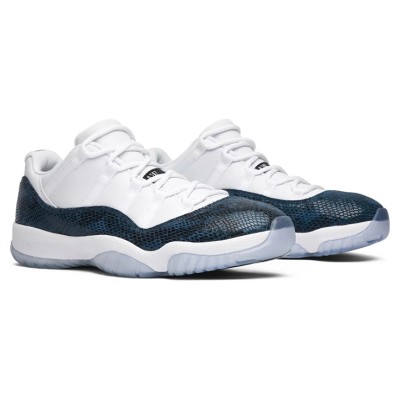Air Jordan 11 Low "Navy Snakeskin" CD6846-102 - Premium White and Navy Sneaker with Bold Snakeskin Detailing and Icy Sole