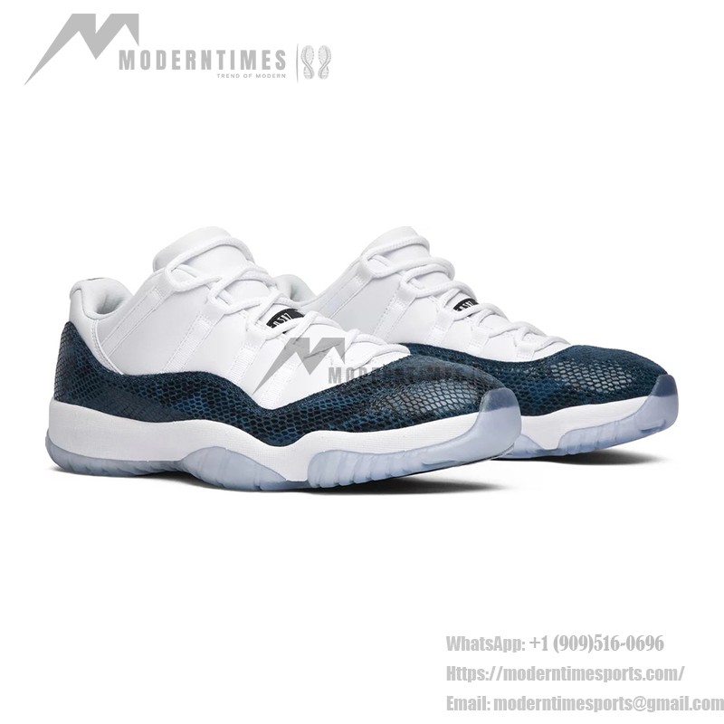 Air Jordan 11 Low "Navy Snakeskin" CD6846-102 - Premium White and Navy Sneaker with Snakeskin Detailing and Icy Sole