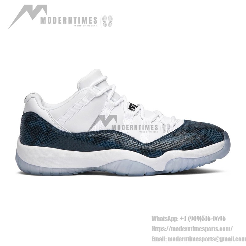 Air Jordan 11 Low "Navy Snakeskin" CD6846-102 - Premium White and Navy Sneaker with Snakeskin Detailing and Icy Sole