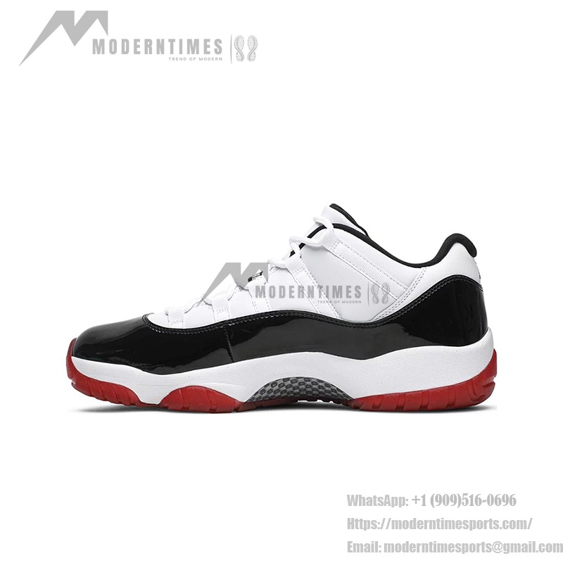 Air Jordan 11 Low "Bred" AV2187-160 - Black, White & Red Sneakers with Patent Leather Finish