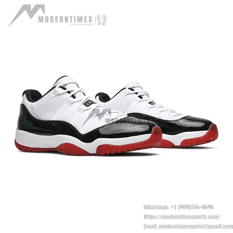 Air Jordan 11 Low "Bred" AV2187-160 - Black, White & Red Sneakers with Patent Leather Finish