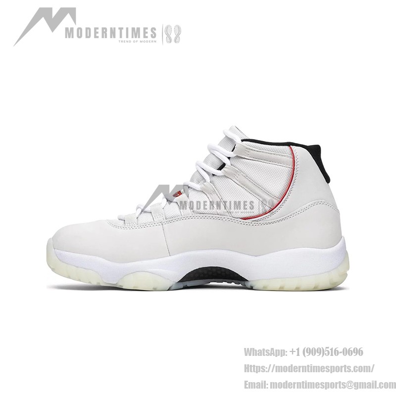 Air Jordan 11 Retro 378037-016 Classic White Sneakers with Red Accents and Milky Sole