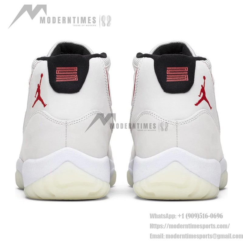 Air Jordan 11 Retro 378037-016 Classic White Sneakers with Red Accents and Milky Sole