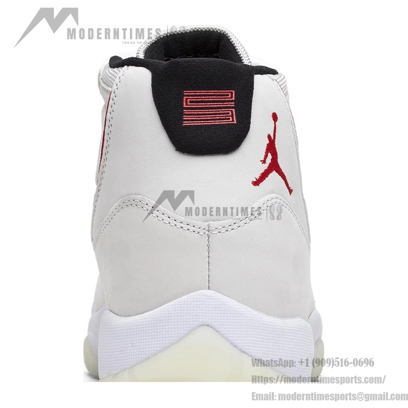 Air Jordan 11 Retro 378037-016 Classic White Sneakers with Red Accents and Milky Sole