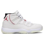 Air Jordan 11 Retro 378037-016 Classic White Sneakers with Red Accents and Milky Sole