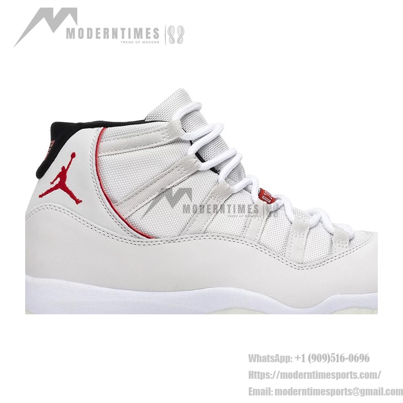 Air Jordan 11 Retro 378037-016 Classic White Sneakers with Red Accents and Milky Sole