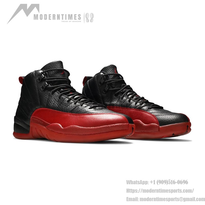 Air Jordan 12 Retro "Flu Game" 136001-063 - Iconic Black and Red Sneakers with Premium Leather