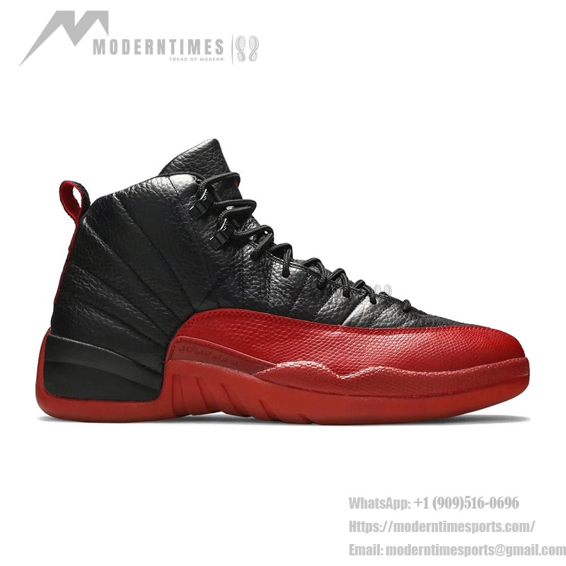 Air Jordan 12 Retro "Flu Game" 136001-063 - Iconic Black and Red Sneakers with Premium Leather