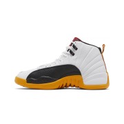 Air Jordan 12 Retro DR8887-100 - Bold White, Black & Yellow Sneakers with Premium Leather Finish