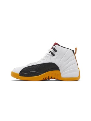 Air Jordan 12 Retro DR8887-100 - Bold White, Black & Yellow Sneakers with Premium Leather Finish