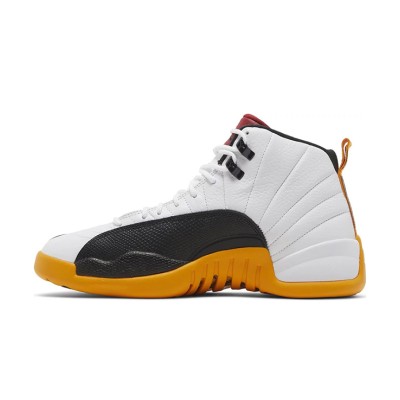 Air Jordan 12 Retro DR8887-100 - Bold White, Black & Yellow Sneakers with Premium Leather Finish