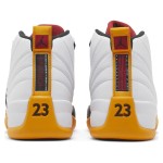 Air Jordan 12 Retro DR8887-100 - プレミアムレザー仕上げのホワイト、ブラック＆イエロースニーカー