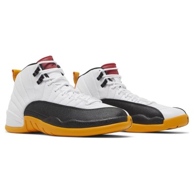 Air Jordan 12 Retro DR8887-100 - Bold White, Black & Yellow Sneakers with Premium Leather Finish