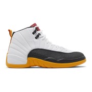 Air Jordan 12 Retro DR8887-100 - Bold White, Black & Yellow Sneakers with Premium Leather Finish