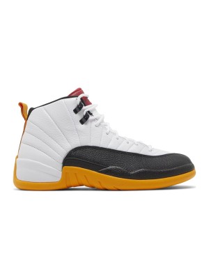 Air Jordan 12 Retro DR8887-100 - Bold White, Black & Yellow Sneakers with Premium Leather Finish