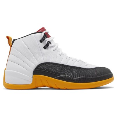 Air Jordan 12 Retro DR8887-100 - Bold White, Black & Yellow Sneakers with Premium Leather Finish