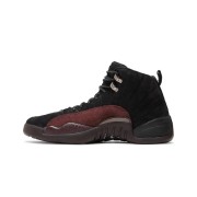 Air Jordan 12 Retro "Schwarz/Burgunder" DV6989-001 - Klassische Schwarze Sneaker mit Hochwertigen Burgunder Wildleder-Akzenten