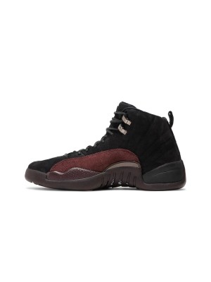 Air Jordan 12 Retro "Black/Burgundy" DV6989-001 - Classic Black Sneakers with Premium Burgundy Suede Accents