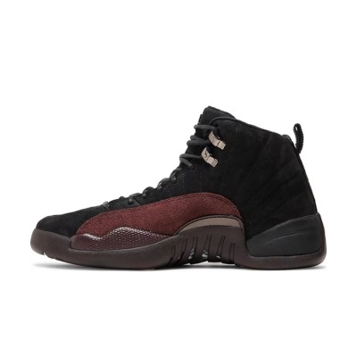 Air Jordan 12 Retro "Black/Burgundy" DV6989-001 - Classic Black Sneakers with Premium Burgundy Suede Accents