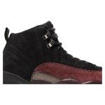 Air Jordan 12 Retro "Black/Burgundy" DV6989-001 - Black Sneakers with Burgundy Suede Accents