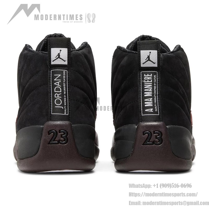 Air Jordan 12 Retro "Black/Burgundy" DV6989-001 - Black Sneakers with Burgundy Suede Accents