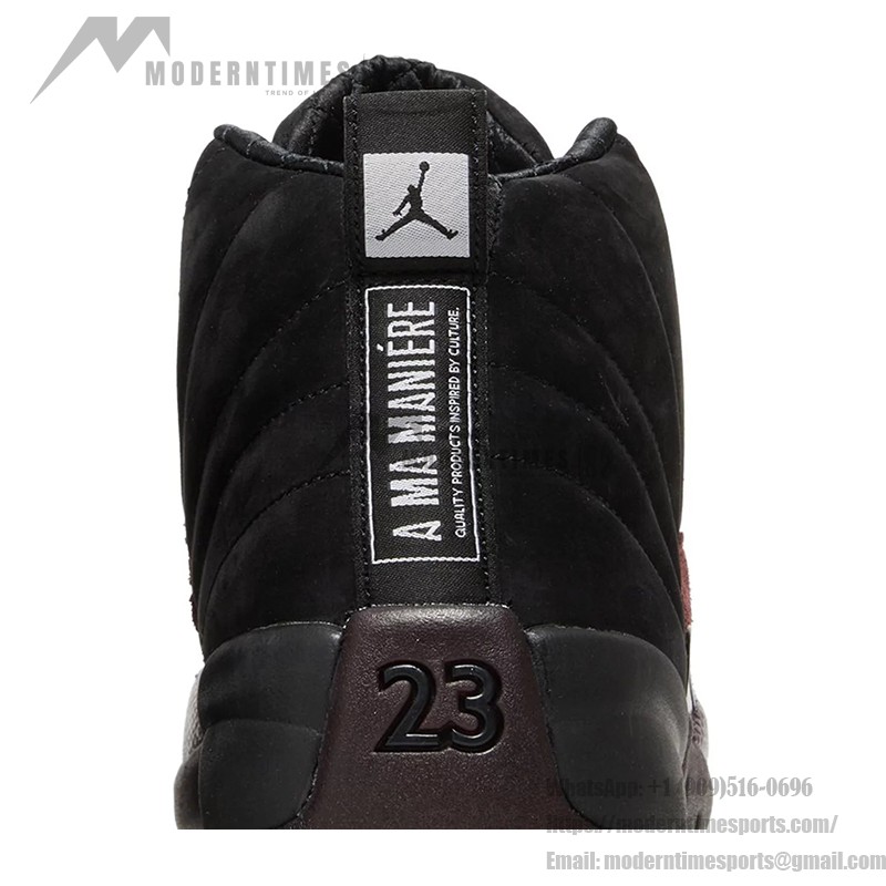 Air Jordan 12 Retro "Black/Burgundy" DV6989-001 - Black Sneakers with Burgundy Suede Accents