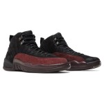 Air Jordan 12 Retro "Black/Burgundy" DV6989-001 - Black Sneakers with Burgundy Suede Accents