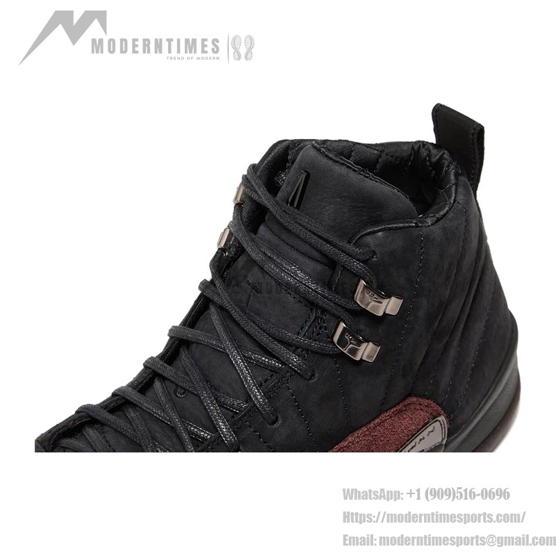 Air Jordan 12 Retro "Black/Burgundy" DV6989-001 - Black Sneakers with Burgundy Suede Accents