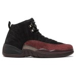 Air Jordan 12 Retro "Black/Burgundy" DV6989-001 - Black Sneakers with Burgundy Suede Accents