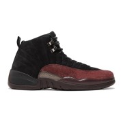 Air Jordan 12 Retro "Black/Burgundy" DV6989-001 - Classic Black Sneakers with Premium Burgundy Suede Accents