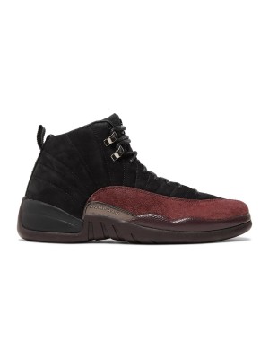 Air Jordan 12 Retro "Black/Burgundy" DV6989-001 - Classic Black Sneakers with Premium Burgundy Suede Accents