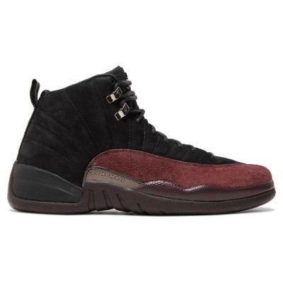 Air Jordan 12 Retro "Black/Burgundy" DV6989-001 - Classic Black Sneakers with Premium Burgundy Suede Accents