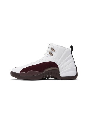 Air Jordan 12 Retro "White/Burgundy" DV6989-100 - Elegant White Sneakers with Premium Burgundy Suede Accents