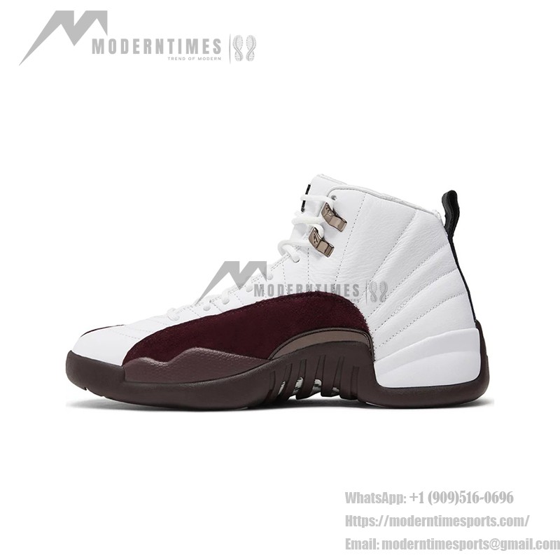 Air Jordan 12 Retro "White/Burgundy" DV6989-100 - Elegant White Sneakers with Burgundy Suede Accents