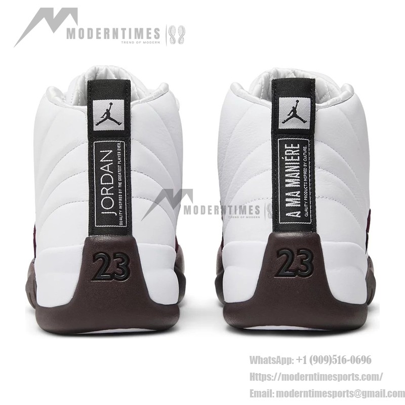 Air Jordan 12 Retro "White/Burgundy" DV6989-100 - Elegant White Sneakers with Burgundy Suede Accents