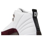 Air Jordan 12 Retro "White/Burgundy" DV6989-100 - Elegant White Sneakers with Burgundy Suede Accents