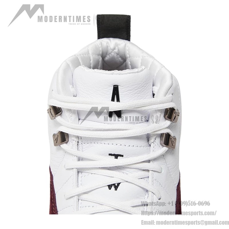 Air Jordan 12 Retro "White/Burgundy" DV6989-100 - Elegant White Sneakers with Burgundy Suede Accents