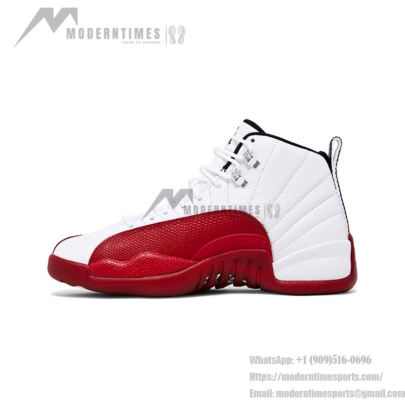 Air Jordan 12 Retro CT8013-116 in White and Red with Premium Leather Finish