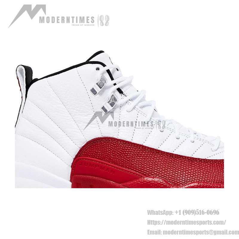 Air Jordan 12 Retro CT8013-116 in White and Red with Premium Leather Finish