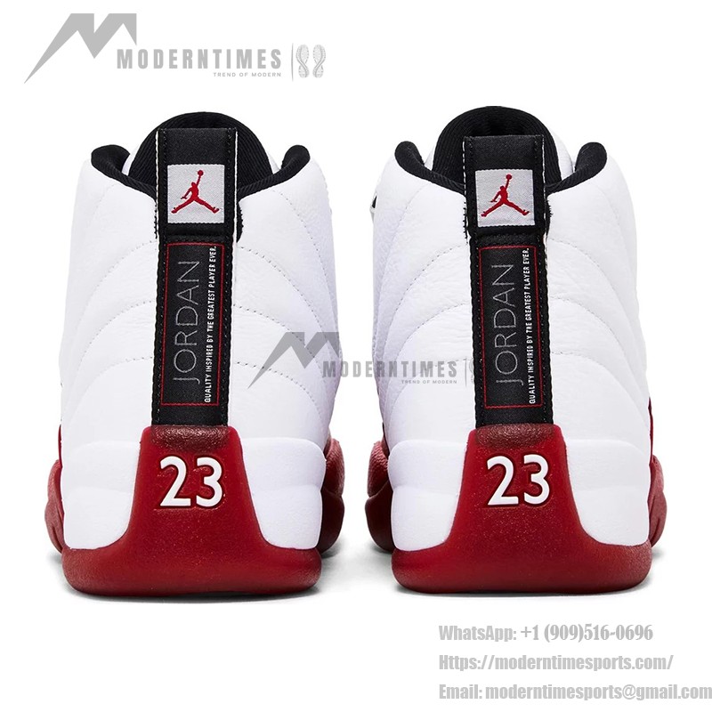 Air Jordan 12 Retro CT8013-116 in White and Red with Premium Leather Finish