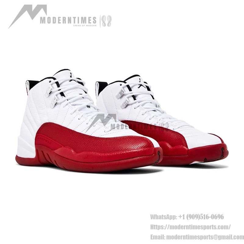 Air Jordan 12 Retro CT8013-116 in White and Red with Premium Leather Finish