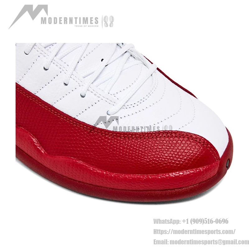 Air Jordan 12 Retro CT8013-116 in White and Red with Premium Leather Finish