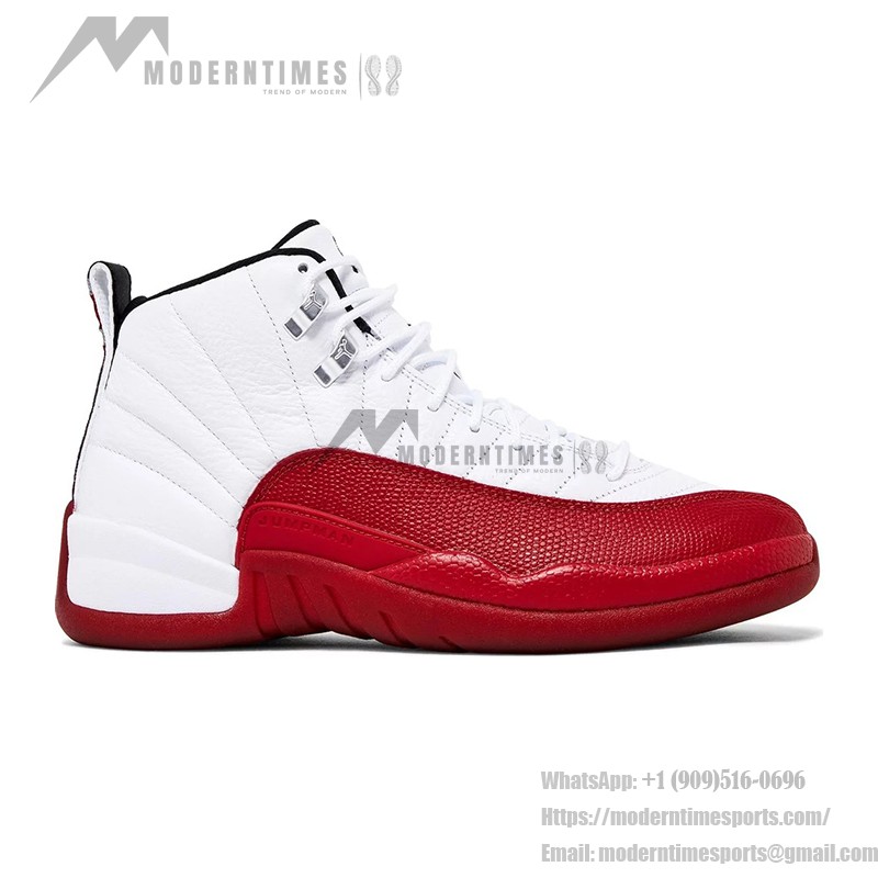 Air Jordan 12 Retro CT8013-116 in White and Red with Premium Leather Finish