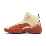 Air Jordan 12 Retro "Cream/Terra Red" DV1758-108 - Cream Leather with Red Suede and Gold Accents