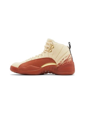 Air Jordan 12 Retro "Creme/Terra-Rot" DV1758-108 - Elegante Creme-Sneaker mit Premium-Rotem Wildleder und Goldakzenten