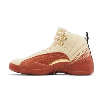 Air Jordan 12 Retro "Cream/Terra Red" DV1758-108 - Elegant Cream Sneakers with Premium Red Suede and Gold Accents