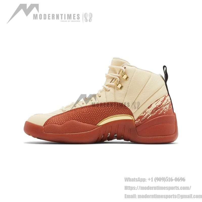 Air Jordan 12 Retro "Cream/Terra Red" DV1758-108 - Cream Leather with Red Suede and Gold Accents