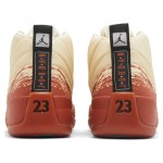 Air Jordan 12 Retro "Cream/Terra Red" DV1758-108 - Cream Leather with Red Suede and Gold Accents