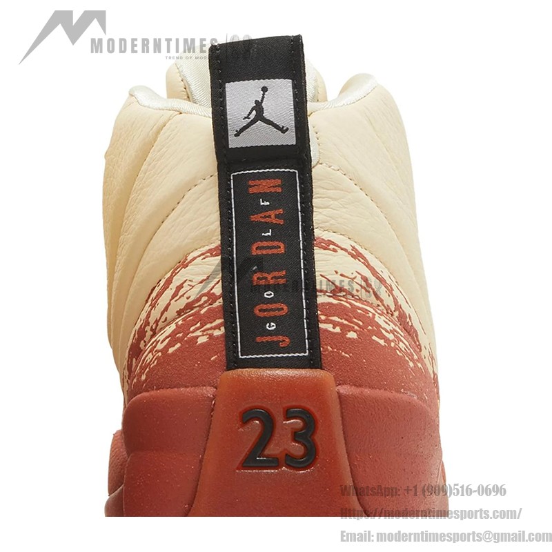 Air Jordan 12 Retro "Cream/Terra Red" DV1758-108 - Cream Leather with Red Suede and Gold Accents